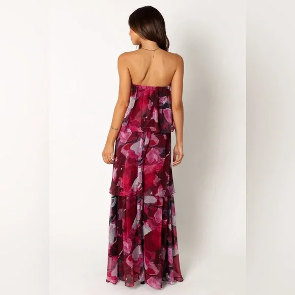 Petal & pup strapless chiffon tiered floral maxi dress nwot - Picture 4 of 5